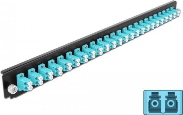 DELOCK 19" LWL Spleißbox Frontblende 24 Port LC Duplex aqua