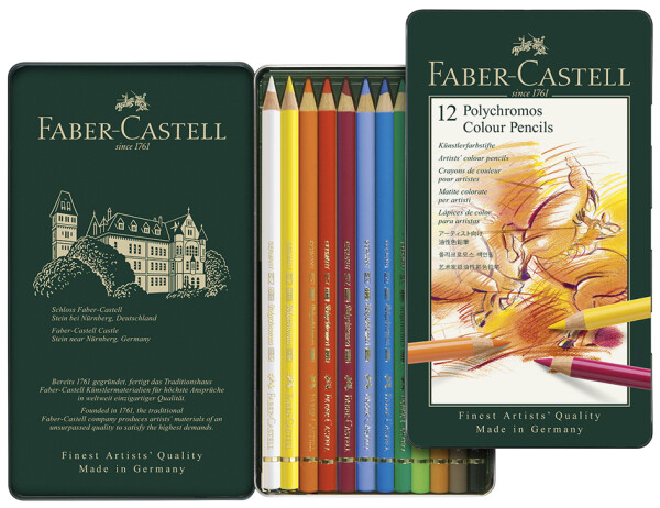 FABER-CASTELL Farbstift Polychromos 12er Metalletui