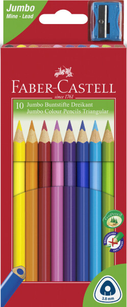 FABER-CASTELL Buntst. Dreikant Jumbo 10er Kartonetui