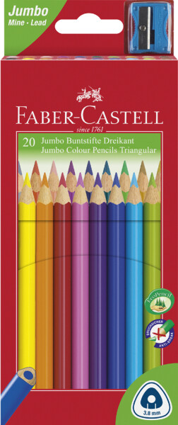 FABER-CASTELL Buntst. Dreikant Jumbo 20er Kartonetui