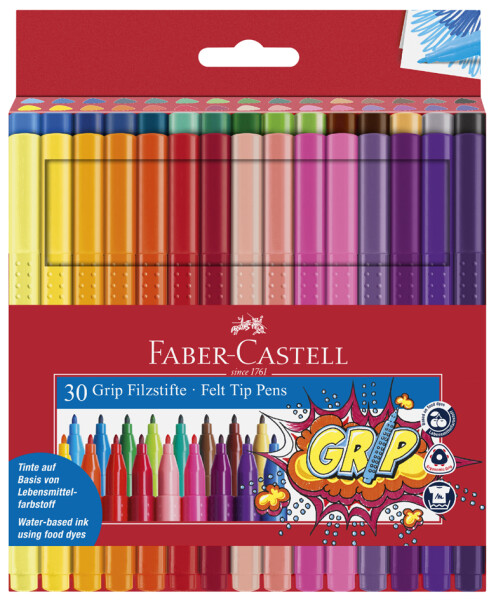 FABER-CASTELL Filzstift Grip Colour Marker 30x Etui