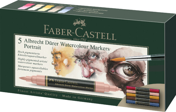 FABER-CASTELL Aquarellmarker A. Dürer 5er Etui Portrai