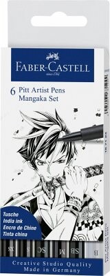FABER-CASTELL Tuschest. Pitt Artist Pen Manga 6x schw.