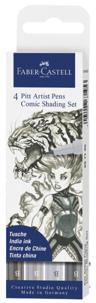 FABER-CASTELL Tuschest. Pitt Artist Pen Comic 4x grau