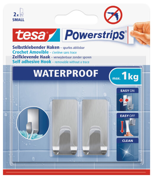 tesa  Powerstrips Waterproof Haken Zoom Metall