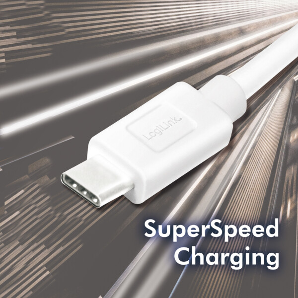 USB 3.2 Gen1 Type-C cable, C/M to USB-A/M, white, 0.15 m