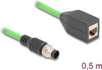 DELOCK M12 Kabel A-kodiert 8 Pin St. zu RJ45 Bu.PUR(TPU)0,5m