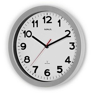 MAUL Wanduhr Step weiß/silber Kunststoff 30cm inkl. Batterie