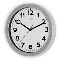 MAUL Wanduhr Step weiß/silber Kunststoff 30cm inkl....