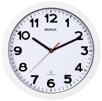 MAUL Wanduhr Step weiß/silber Kunststoff 30cm inkl....