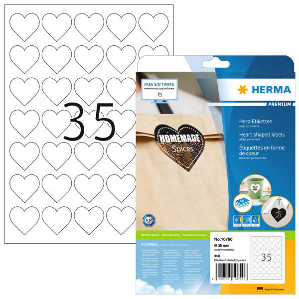 HERMA Premium Etiketten in Herzform  35,0x35,0 1Stk
