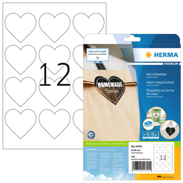 HERMA Premium Etiketten in Herzform  60x60 1Stk
