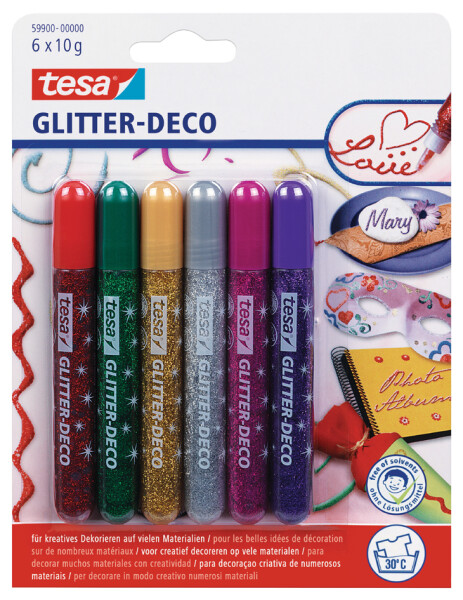 tesa Glitter Glitzerstifte 6Stk versch. Farben