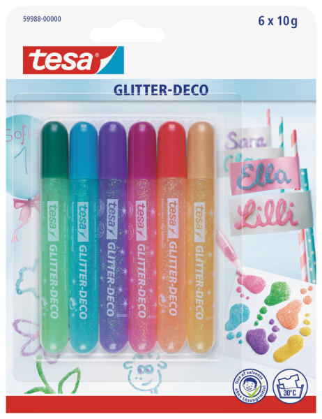 tesa Glitter Glitzerstifte 6Stk versch. Farben