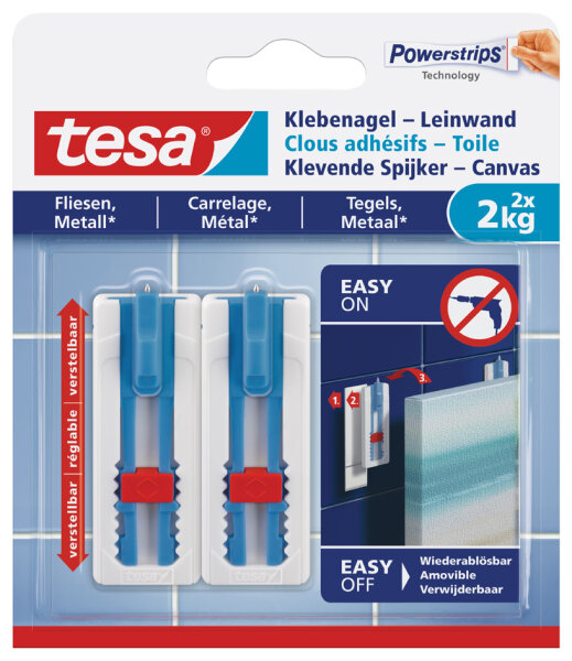 tesa Klebenagel-Leinwand Fliese&Metall 2 x 2kg verstellbar