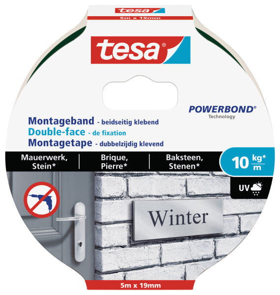 tesa Montageband Mauerwerk&Stein 10kg 5m x 19mm