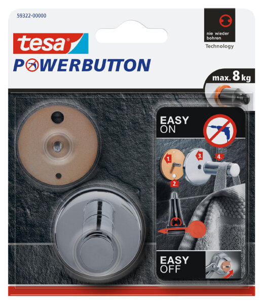 tesa Powerbutton Haken Universal L 8kg