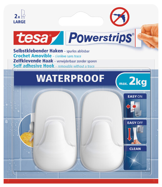 tesa Powerstrips Waterproof Haken L plastik weiß