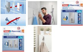 tesa Powerstrips Waterproof Haken S metall rechteckig