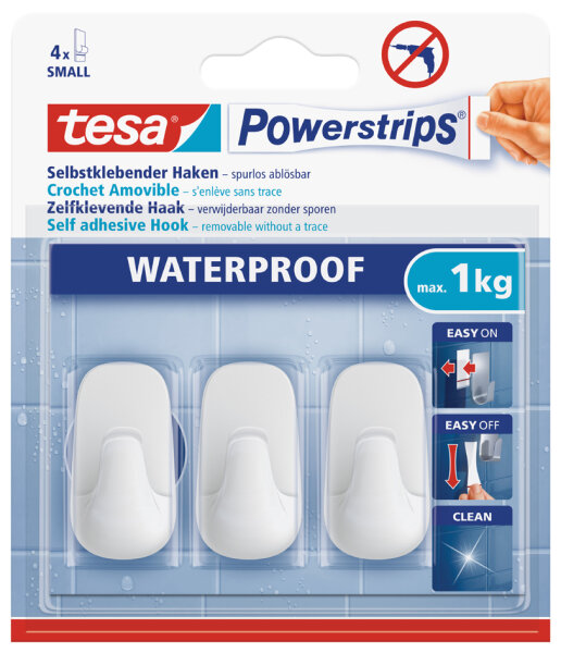 tesa Powerstrips Waterproof Haken S plastik weiß