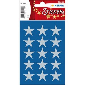HERMA DECOR STERNE 5-ZACKIG, SILBER Ø22 mm