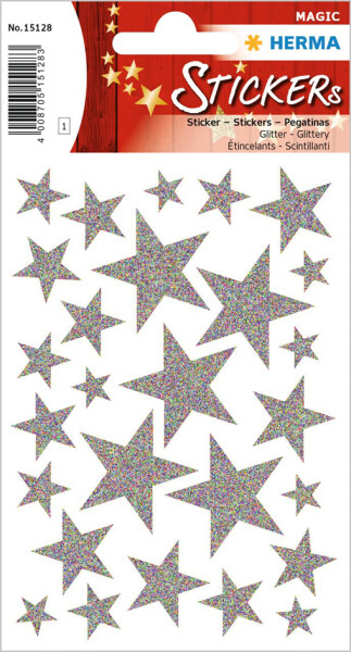 HERMA MAGIC WEIHN. STERNE SILBER, GLITTERY