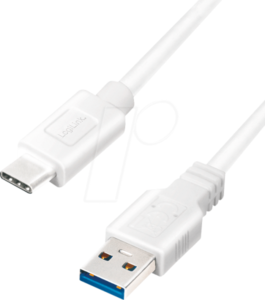Logilink USB-C Kabel 3.2 Gen1, C/M zu USB-A/M, weiß 2,0m