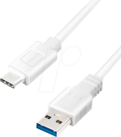 Logilink USB-C Kabel 3.2 Gen1, C/M zu USB-A/M, weiß...