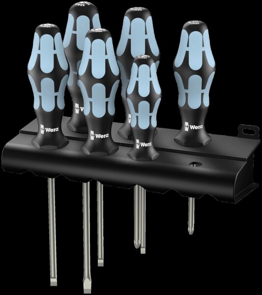 Wera 3334/3355/6 Schraubendrehersatz, Edelstahl + Rack