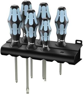 Wera 3334/3350/3355/6 Schraubendrehersatz, Edelstahl + Rack