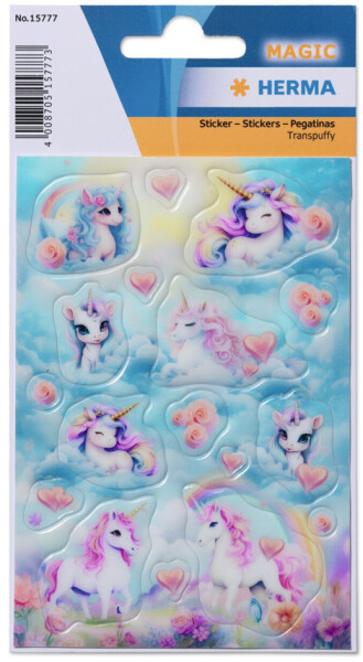 HERMA Sticker MAGIC HAPPY UNICORN TRANSPUFFY