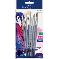 FABER-CASTELL Pinsel rund 3 x und flach 3 x auf BK