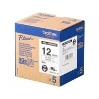 Schriftbandkassette Brother 12mmx8m weiß/schwarz (5er)