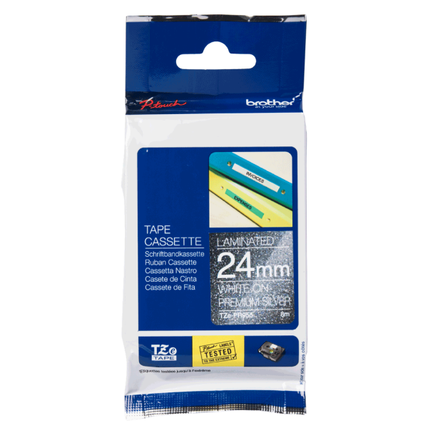 Schriftbandkassette Brother 24mmx8m premium silver/weiß