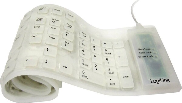 Logilink Tastatur USB / PS/2 Flexibel Wasserfest weiß
