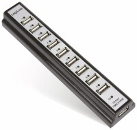 Logilink USB-HUB 10-Port m. Netzteil schwarz Kunststoff