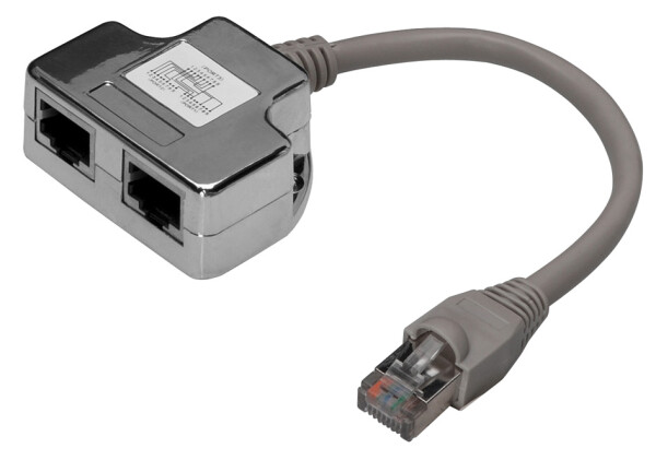 DIGITUS Patchkabel Adapter Cat5e 2x RJ45 -> 1x RJ45 0.19m