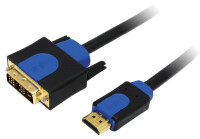 Logilink HDMI-DVI-Kabel Anschl. 18+1pin St/St  2.00m sw 1.4
