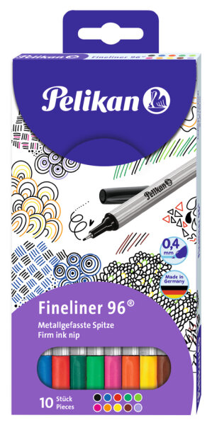 Pelikan Fineliner 96 10 Farben sortiert im Etui 0.4mm