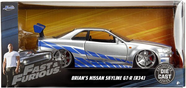 Jada Toys 253203044 - Fast & Furious 2002 Nissan Skyline, 1:24 - Modellauto