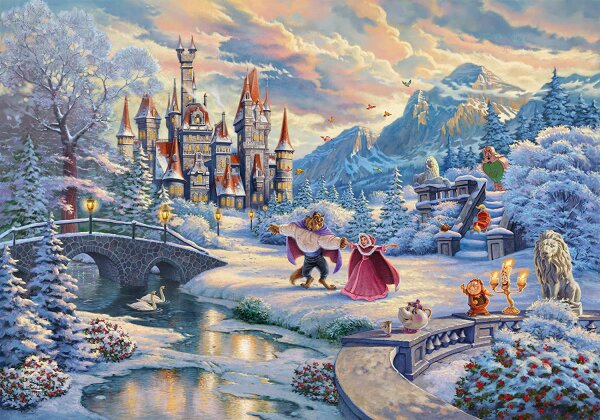 Disney, Die Schöne und das Biest, Zauberhafter Winterabend, Limited Christmas Edition - 1000 Teile Puzzle (Thomas Kinkade)
