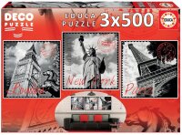 Educa Puzzle 9217096 - Big Cities Deco - 3 x 500 Teile...