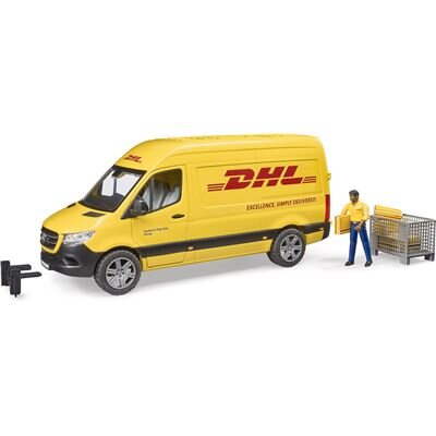 Bruder 02671 - MB Sprinter DHL mit Fahrer und Zubehör, 1:16