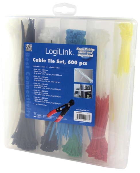 Logilink Kabelbinder Set bunt 600 Stück