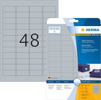 HERMA Etiketten A4 silber 45,7x21,2 mm Folie glänz....
