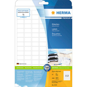 HERMA Etiketten A4 weiß 25,4x16,9 mm Papier matt 2800 St.