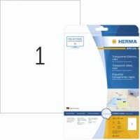 HERMA Etiketten transparent matt A4 210x297 mm Folie 25 St.