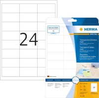 HERMA Etiketten transp. matt A4 66x33,8   mm Folie  600 St.