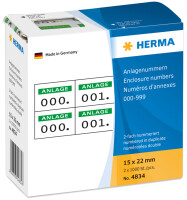 HERMA Anlagennr. selbstkl. 2-fach 15x22 mm Aufdruck...