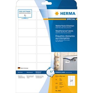 HERMA Inkjet-Etik. A4 weiß 63,5x29,6 mm wetterfest 270 St.